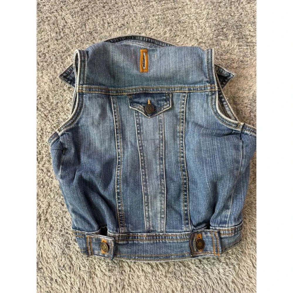Old Navy Girls Stretch Denim Vest Size 8 Blue Button Up Cotton Blend